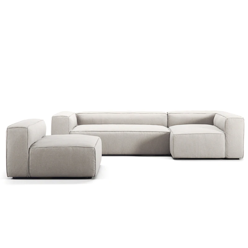 Grand 4-Personers Sofa Divan Højre med Lænestol, Moon White