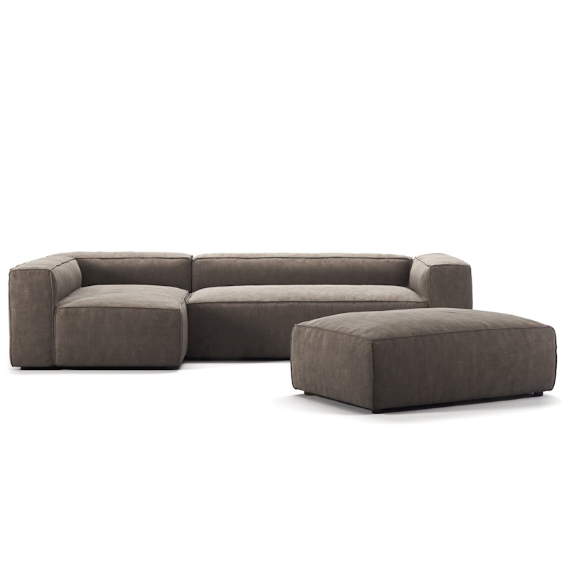 Grand 4-Personers Sofa Divan Venstre åbent endestykke med Fodskammel, Mole Brown