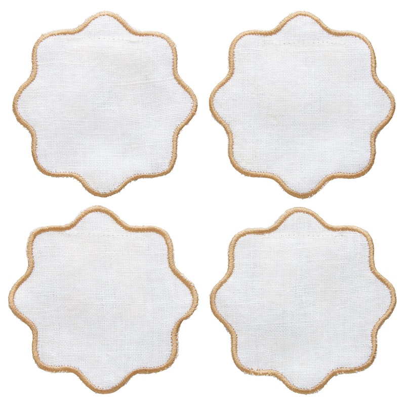 La Tavola Glasunderlag 10x10 cm, Hvidt / Beige