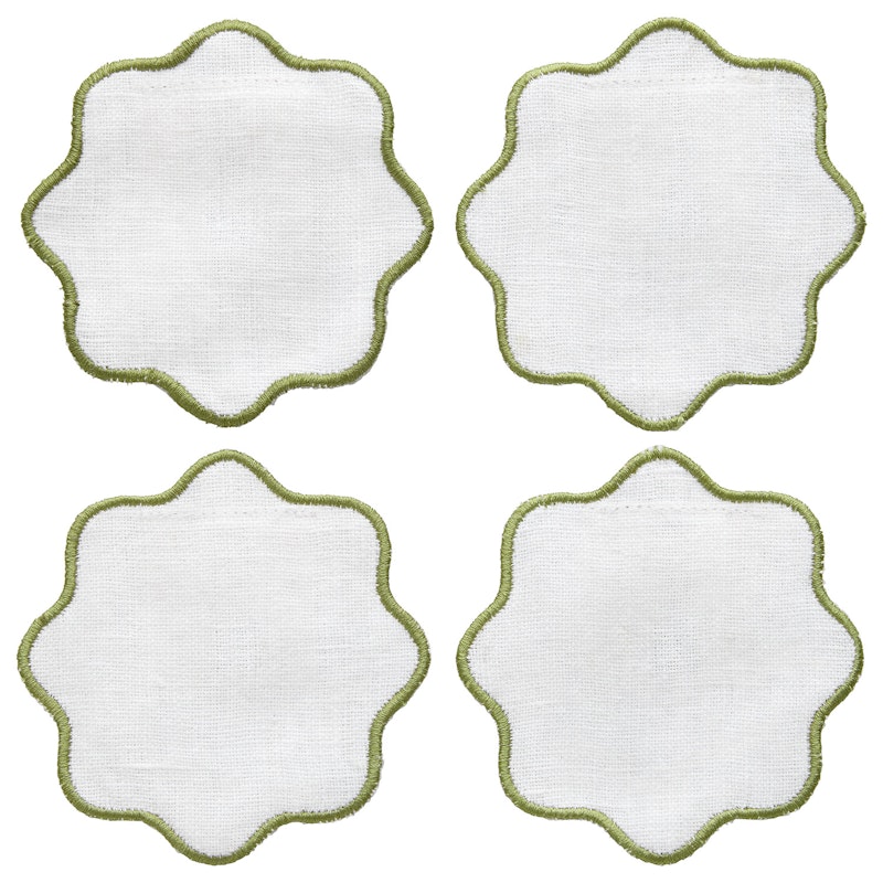 La Tavola Glasunderlag 10x10 cm, Hvidt / Grønt