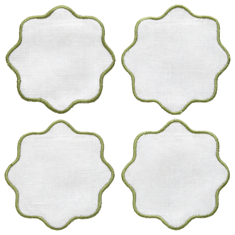 La Tavola Glasunderlag 10x10 cm, Hvidt / Grønt