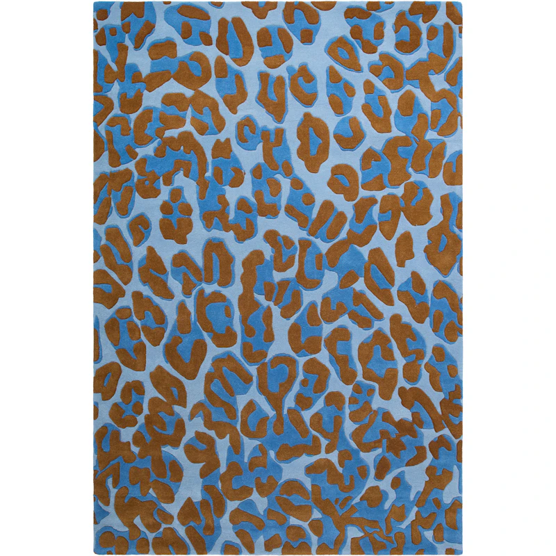 Leopard Uldgulvtæppe 180x270 cm, Blåt