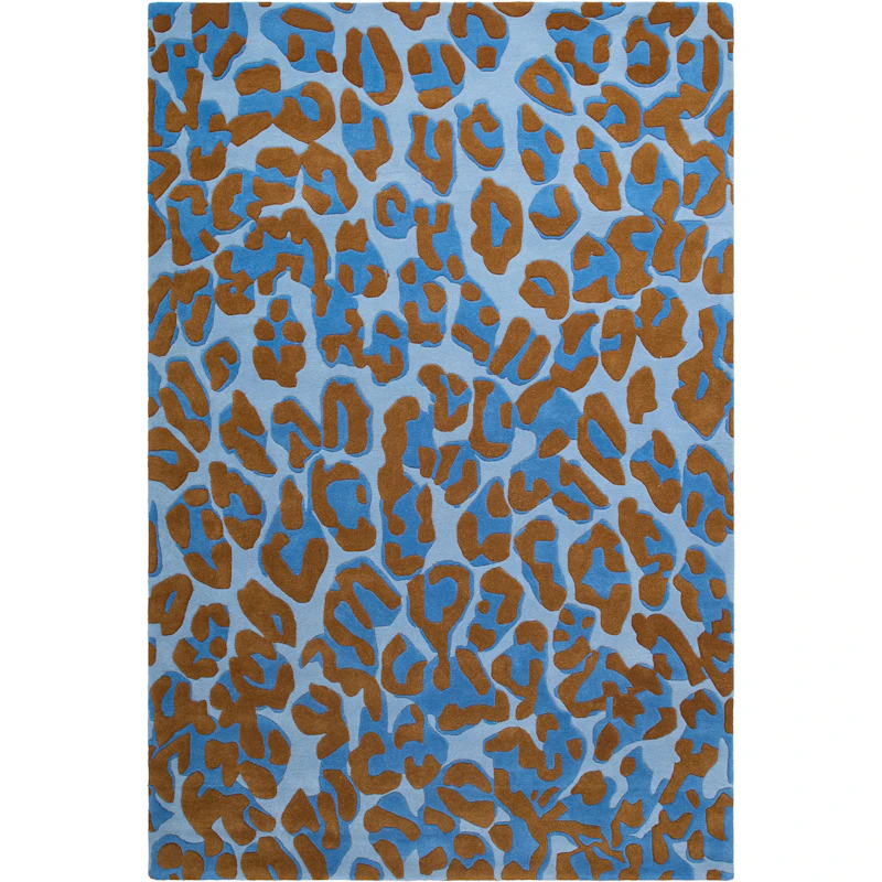 Leopard Uldgulvtæppe 250x350 cm, Blåt
