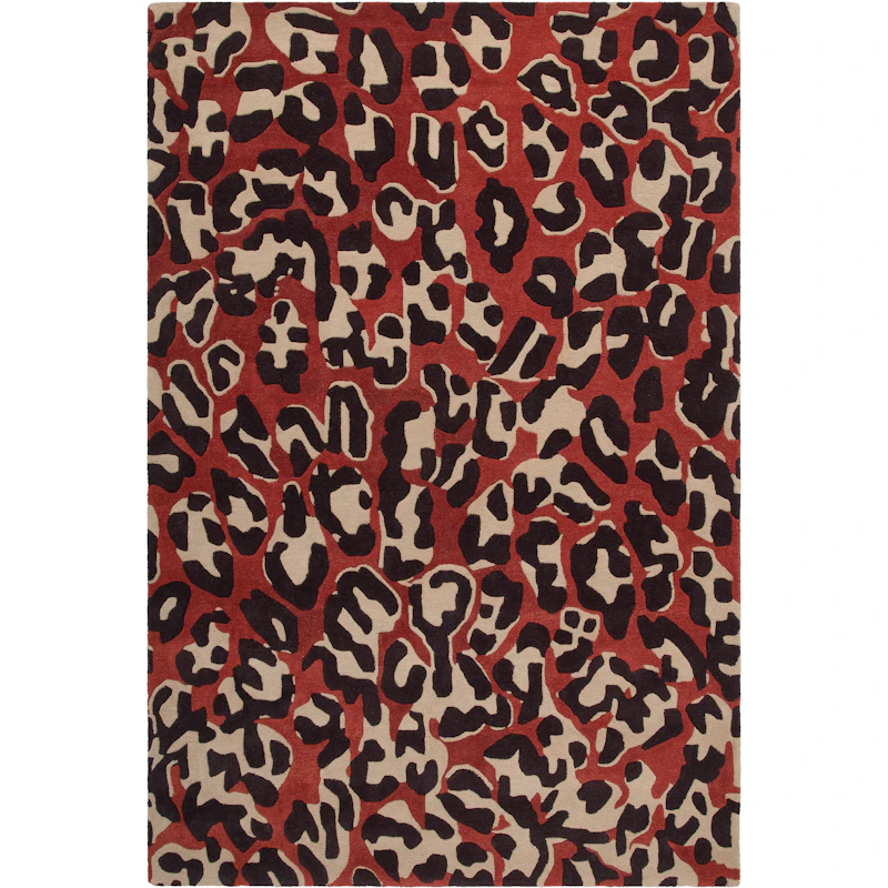Leopard Uldgulvtæppe 180x270 cm, Rødt