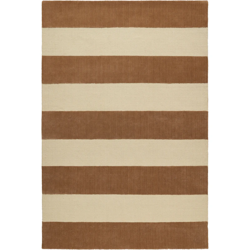 Nordic Stripe Uldgulvtæppe 300x400 cm, Beige / Rust