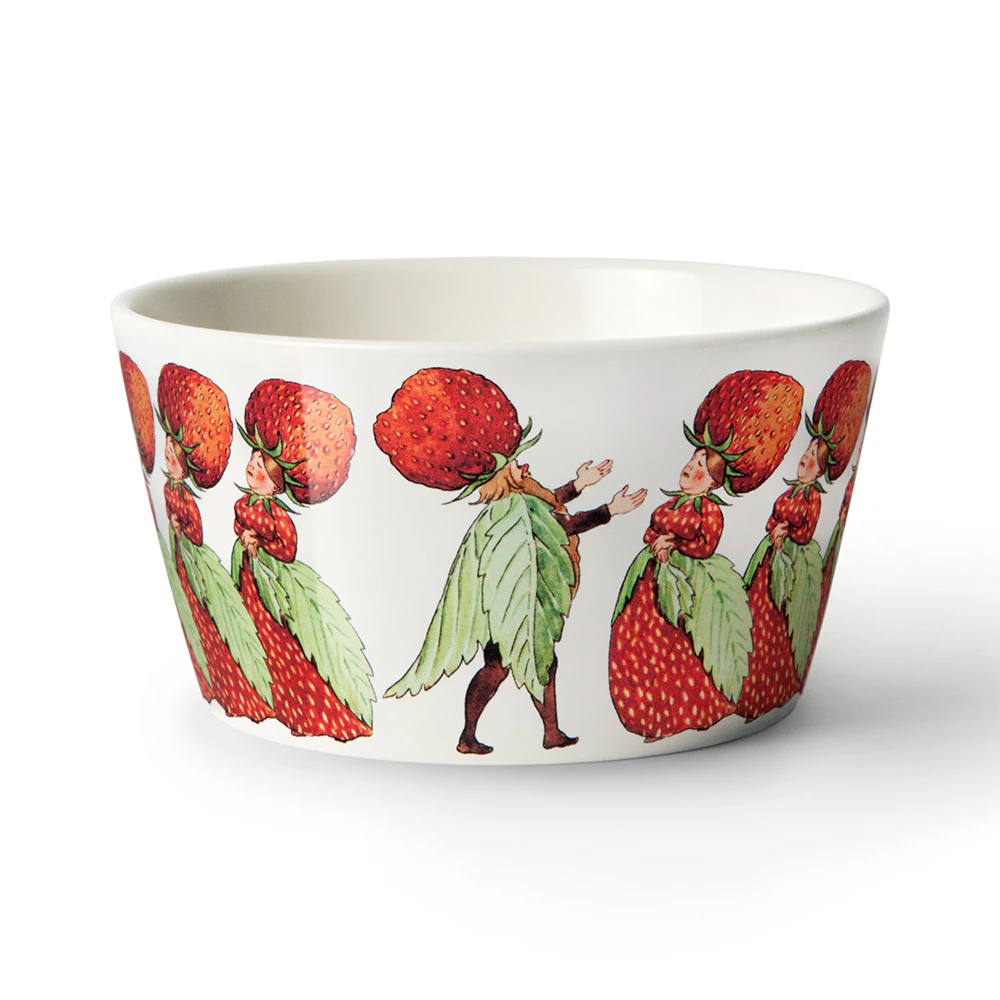 Design House Stockholm Elsa Beskow Sk&aring;l 50 Cl The Strawberry Family - Dessertsk&aring;le Benporcel&aelig;n Hvid - 2286-0100