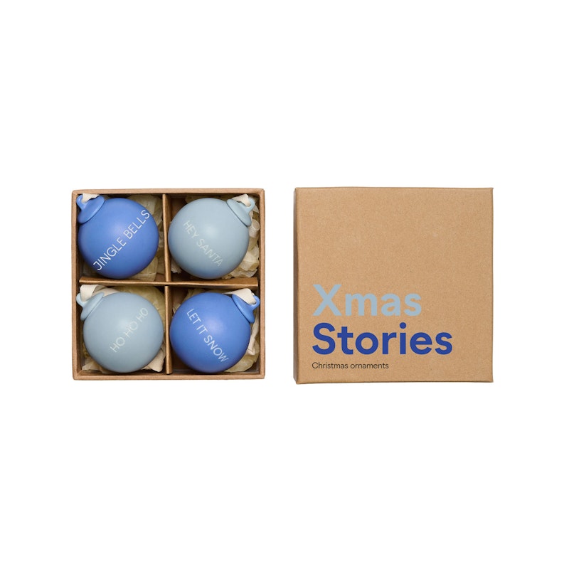 Xmas Stories Julekugler 4 cm 4-pak, Blå