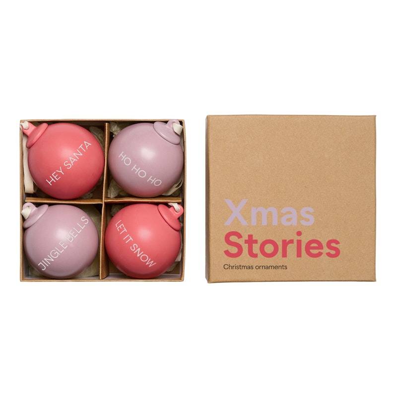 Xmas Stories Julekugler 6 cm 4-pak, Rosa