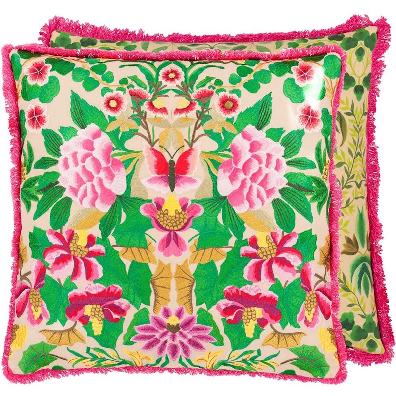 Ikebana Damask Embroidered Pude 50x50 cm, Fuchsia