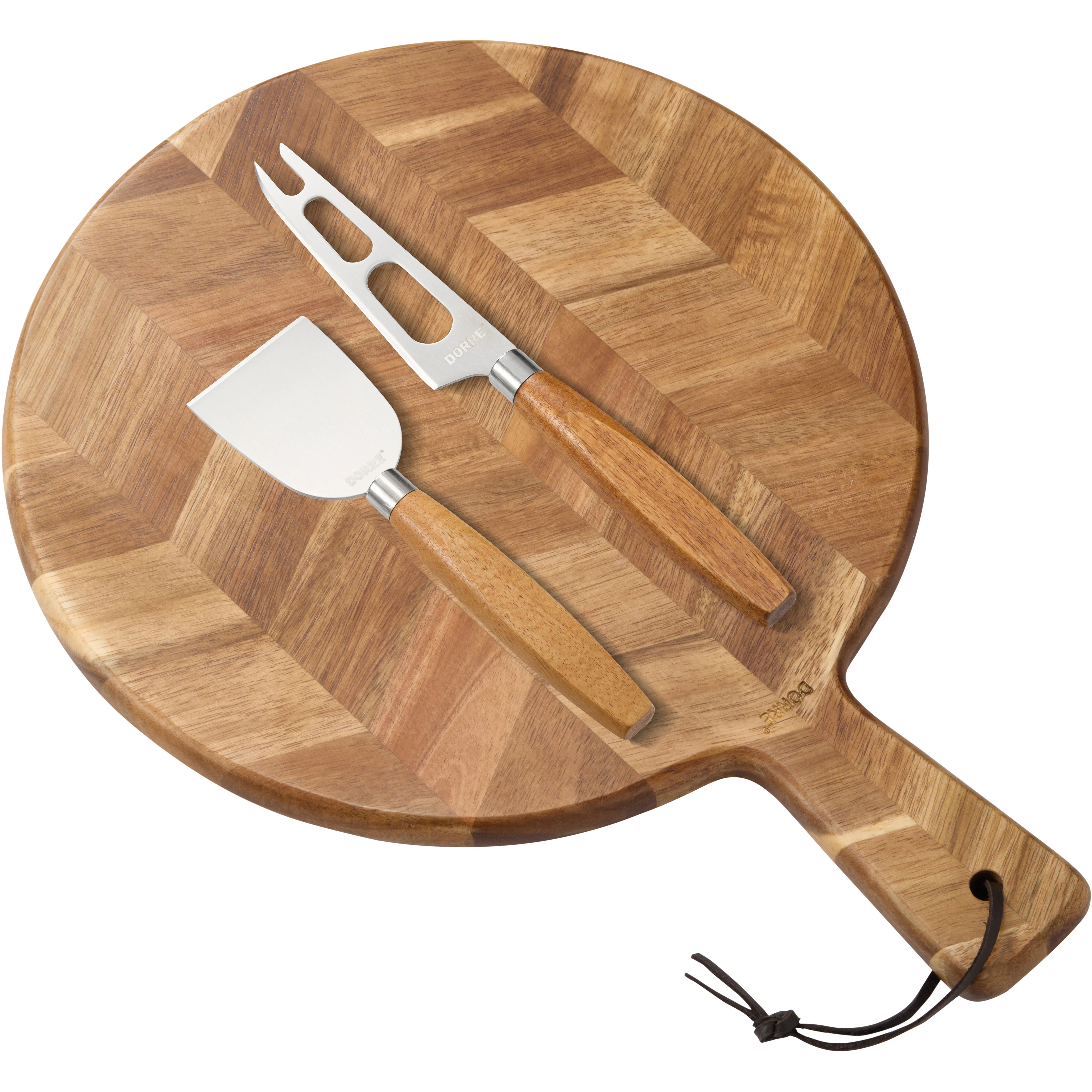 Dorre Sam Serveringsbakke Med 2 Osteknive - Serveringsfad Rustfrit St&aring;l Tr&aelig; - 5-9246