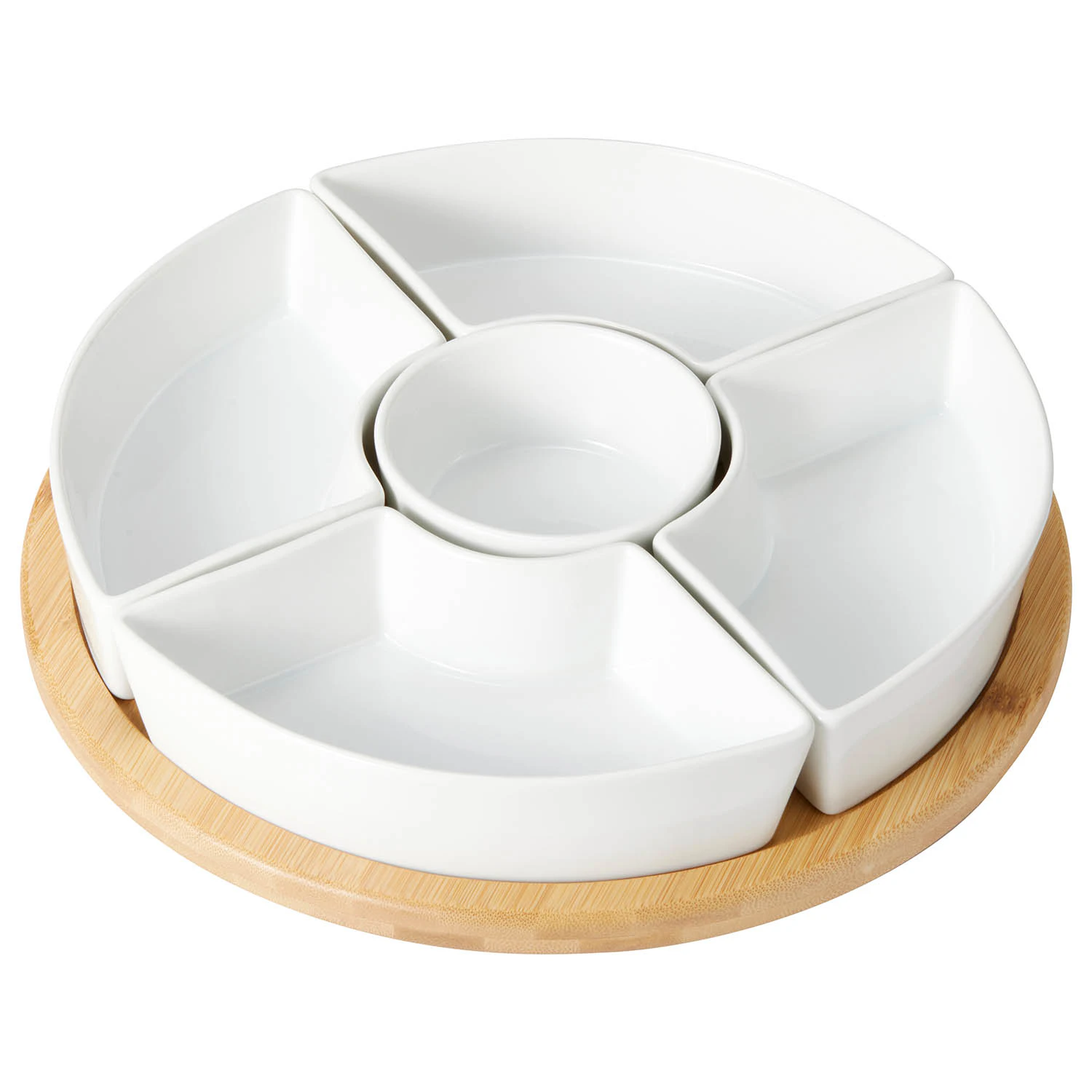 Dorre Samara Bowl Set With Spinable Tray - Serveringssk&aring;le Porcel&aelig;n Hvid - 5-8950