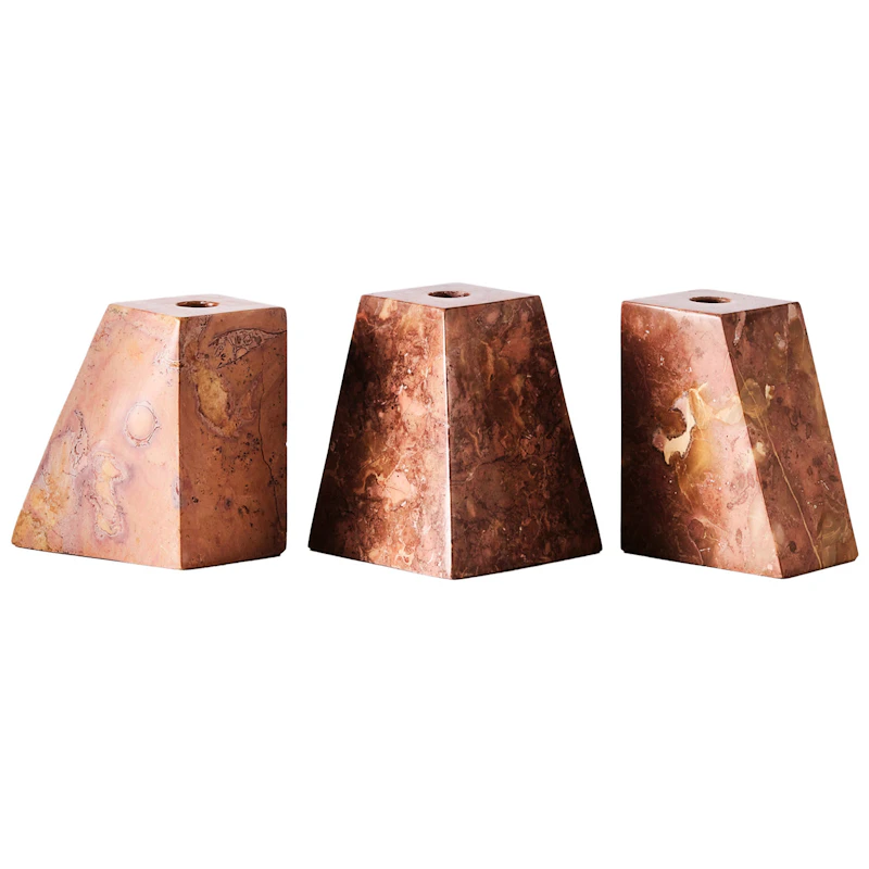 Pyramid Lysestager 3 dele, Røde