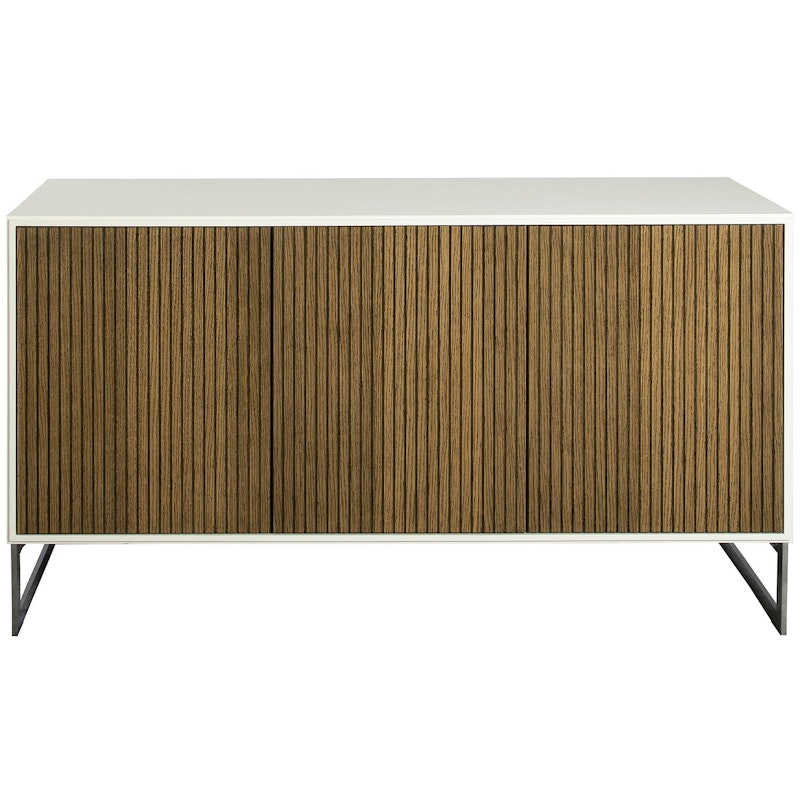 Line Burned Walnut Sideboard 3 Doors, White/Chrome