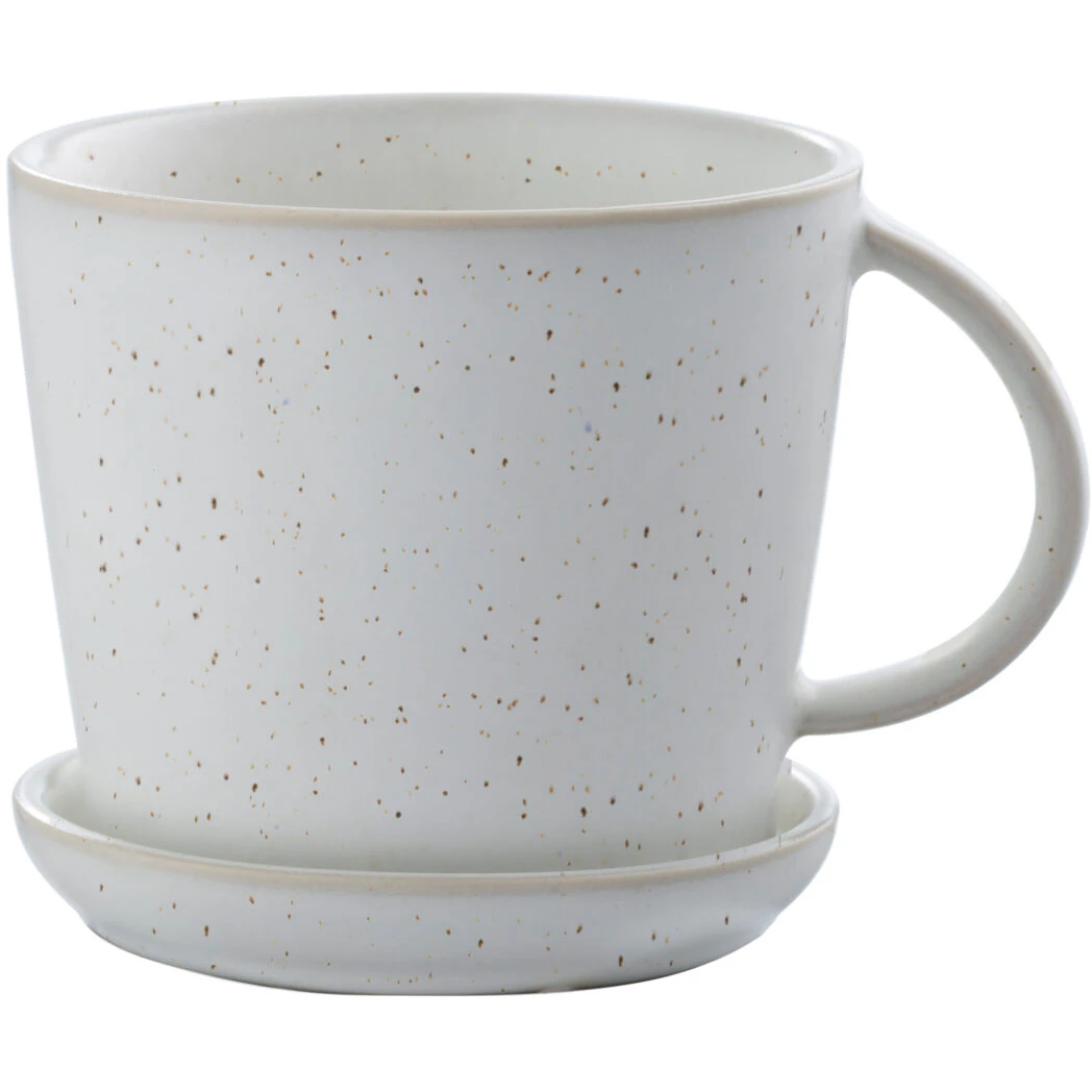 Ernst Cup With Saucer 8,5 Cm White/spotted - Tekopper Stent&oslash;j Hvid - 247054