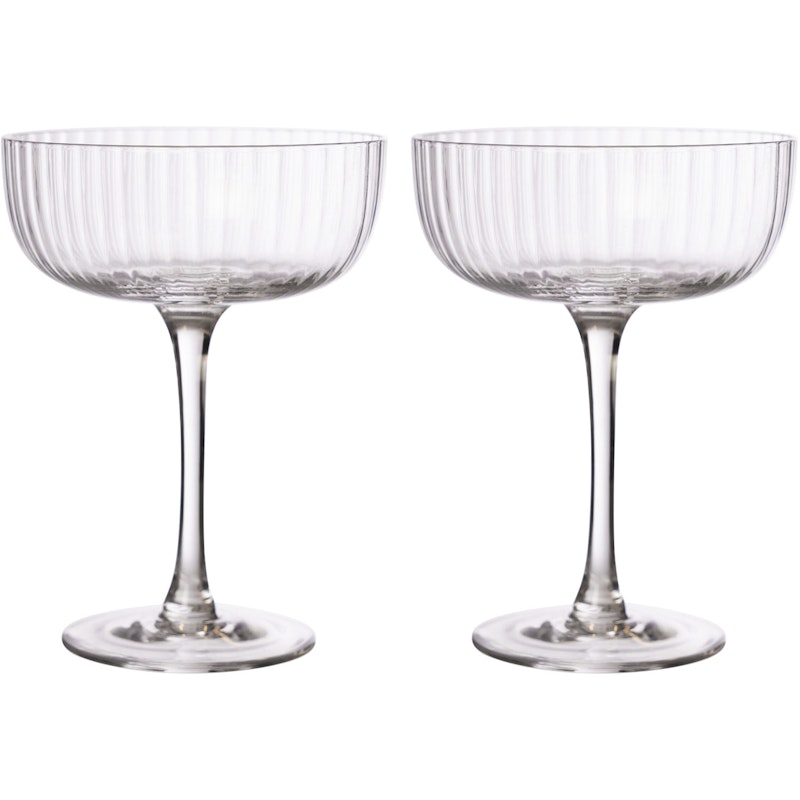 Glas Med Fod Riflet 20 cl 2-pak, Klare