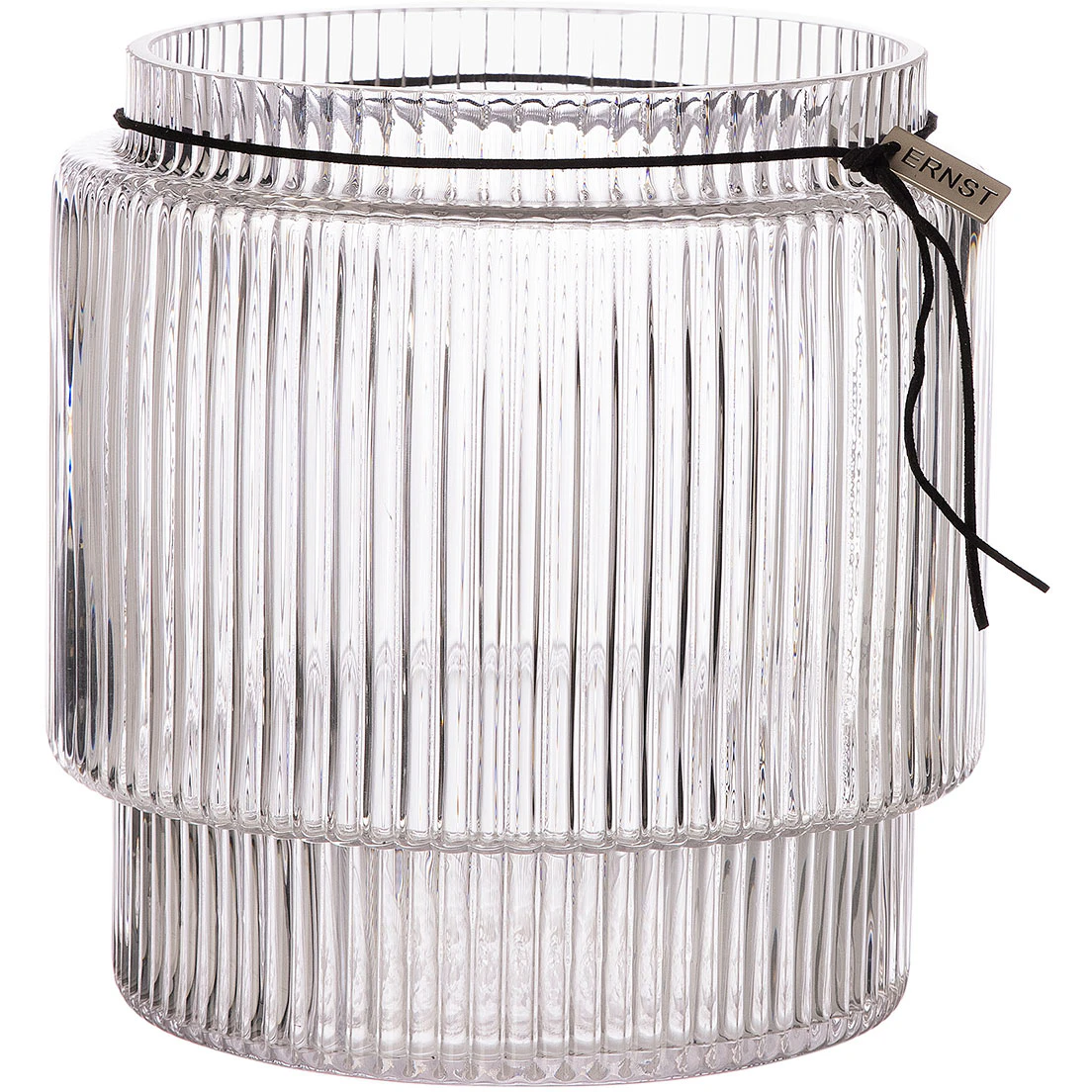 Ernst vase / Lysestage Med Riflet Struktur H20 Cm - Vaser Glas Klar - 364327