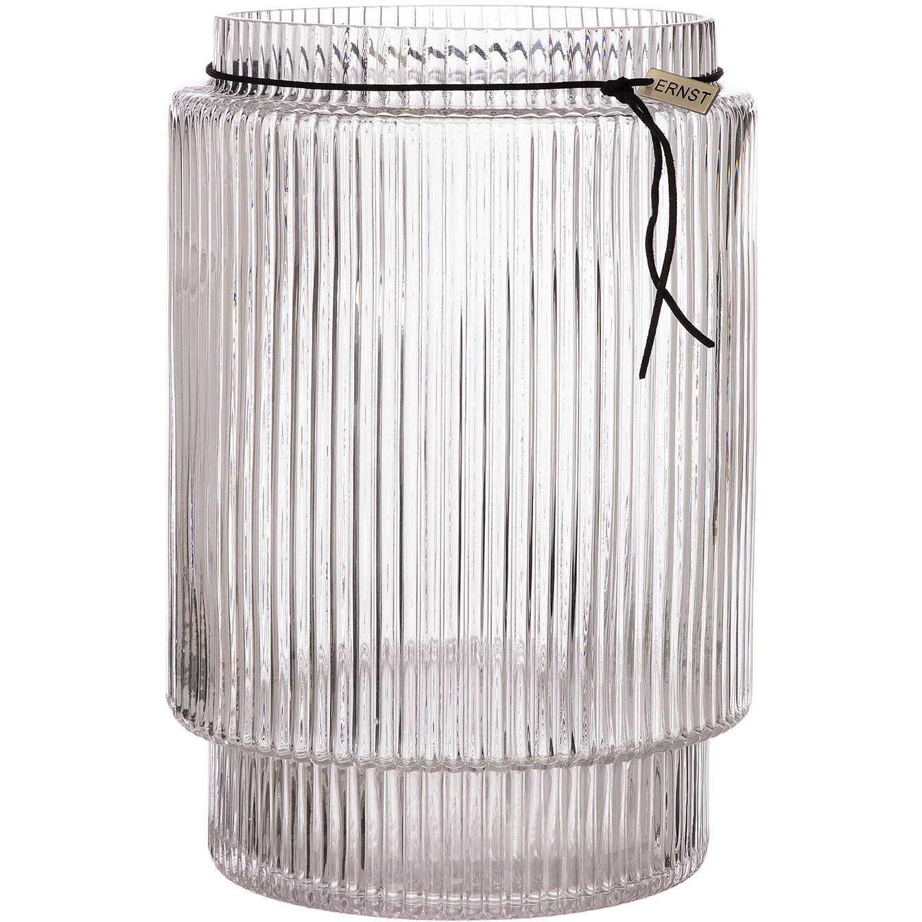 Ernst vase / Lysestage Med Riflet Struktur H28 Cm - Vaser Glas Klar - 364328