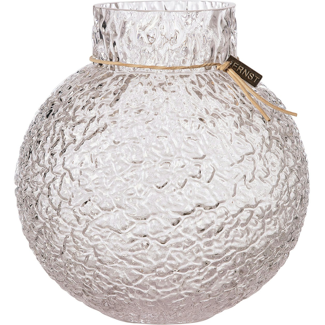 Ernst vase Rund Med M&oslash;nstret Struktur H22 Cm - Vaser Glas Klar - 364322