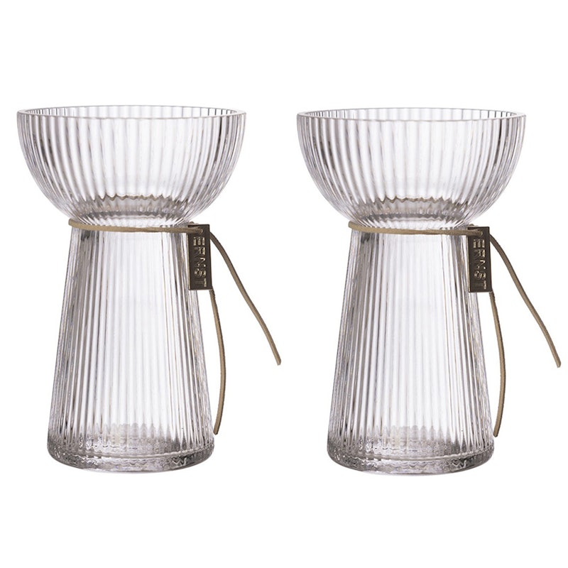 Bulb Vase With Fluted Structure 15 cm, 2-pack