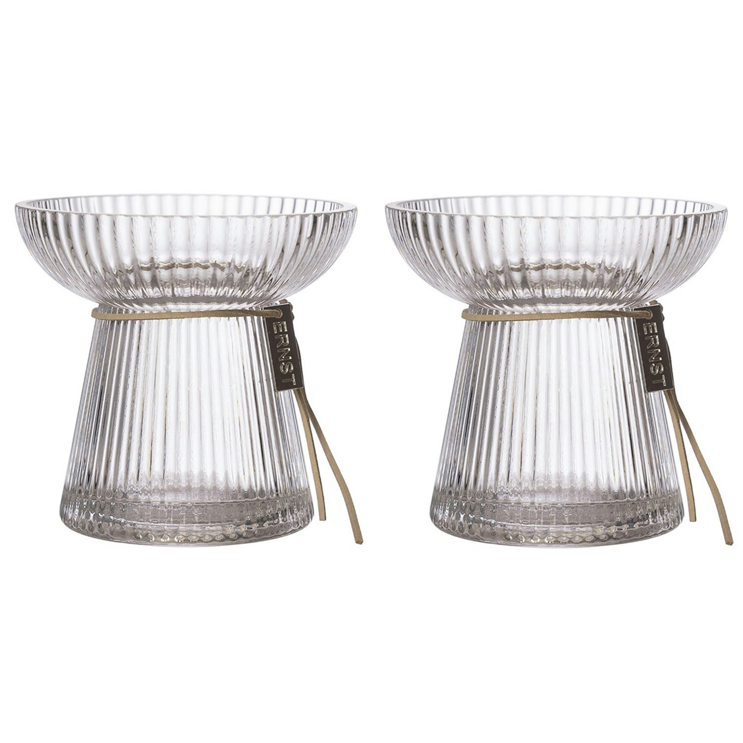 Ernst L&oslash;gvase Med Riflet Struktur 11 Cm 2-pak - Vaser Glas Klar - 2X330308