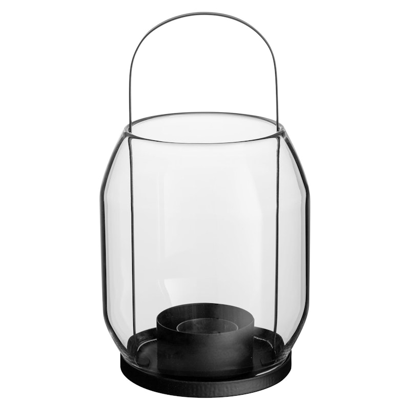 Lysestage  Glas, 22 cm  Sort