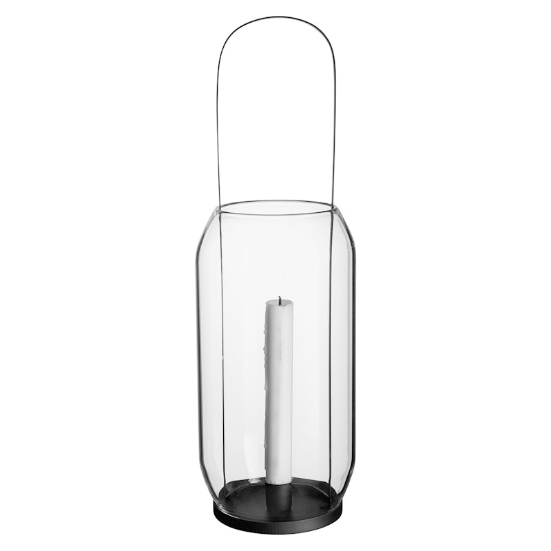 Lysestage  Glas, 40 cm  Sort