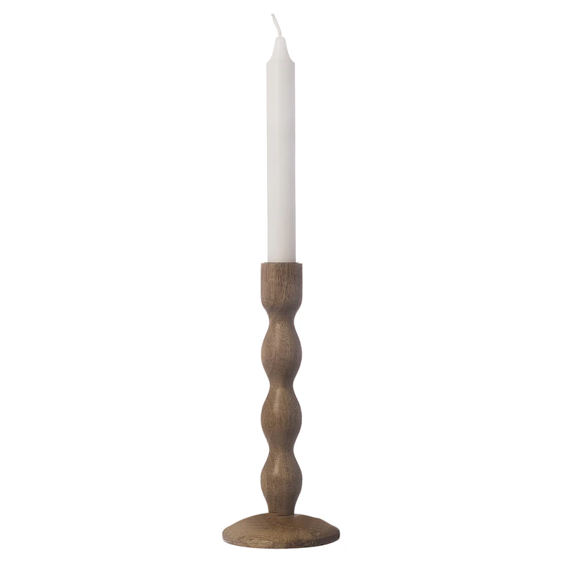 Lysestage Mørkebrun Træ 21 cm, Natur