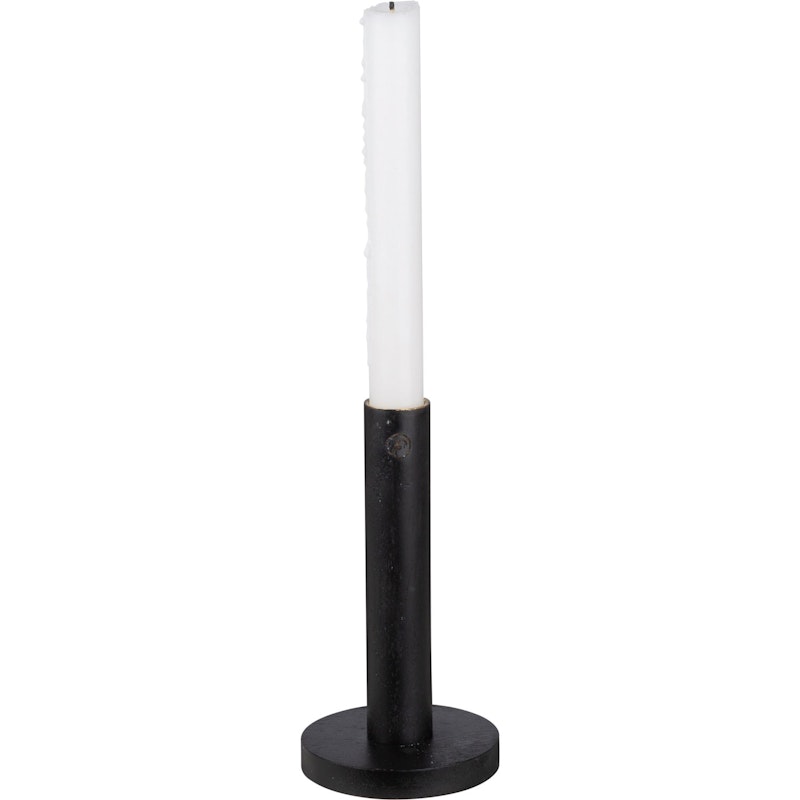 Lysestage Træ Sort, 15 cm