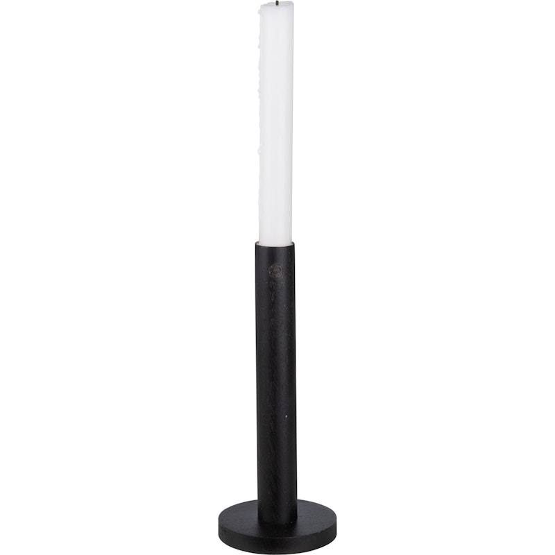 Lysestage Træ Sort, 20 cm