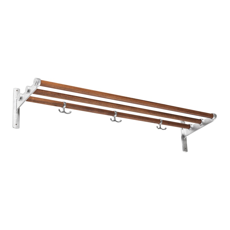 Nostalgi Hat Rack/Shoe Rack, Aluminium Fittings Hattehylde Fremstillet af valnøddetræ, Fremstillet af genanvendt aluminium Valnød Aluminium