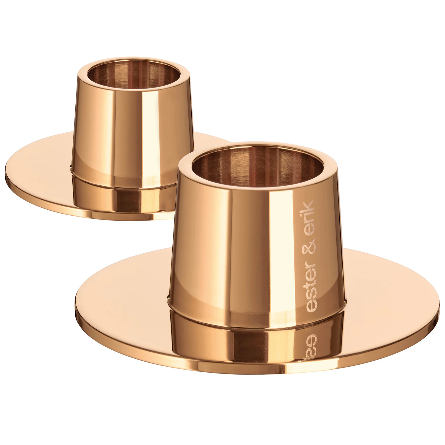 Ester & Erik Candleholders Medium/ Rose Gold/ Shiny/ 2pcs Lysestage Rose Gold - Lysestager Rustfrit St&aring;l Roseguld - 777-70
