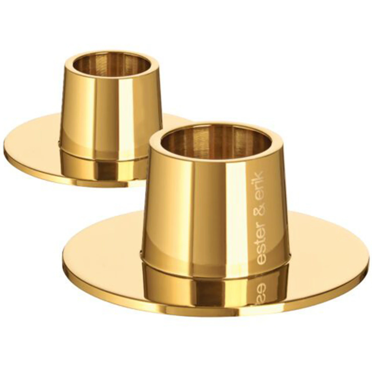 Ester & Erik Lysestage Shiny &Oslash;6 Cm 2-pak - Lysestager Rustfrit St&aring;l Shiny Gold - 777-90