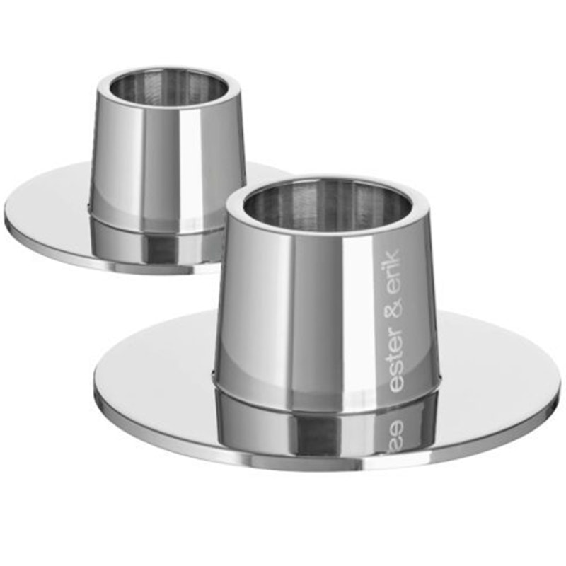 Lysestage Shiny Ø6 cm 2-pak, Shiny Silver