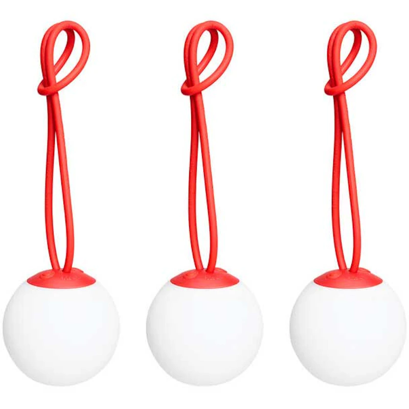 Bolleke Mini Bordlampe Bærbar 3-pak, Rød