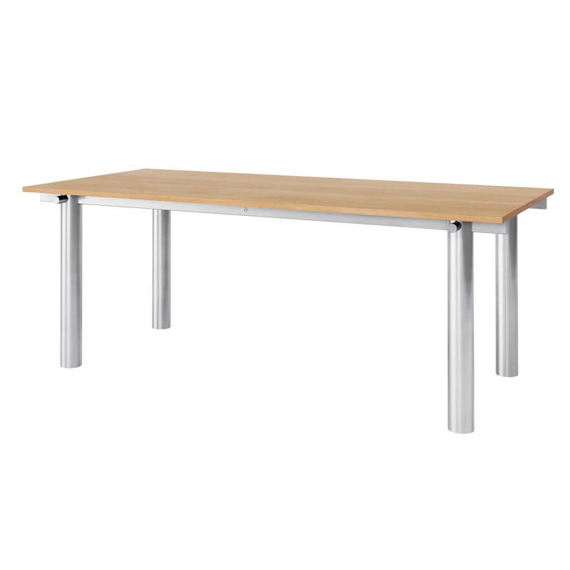 Atura Spisebord 200x90 cm, Rustfrit Stål / Naturlig Eg