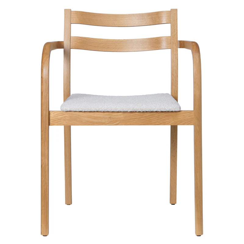 Boda Armstol med armlæn i grov bouclé, Offwhite / Eg