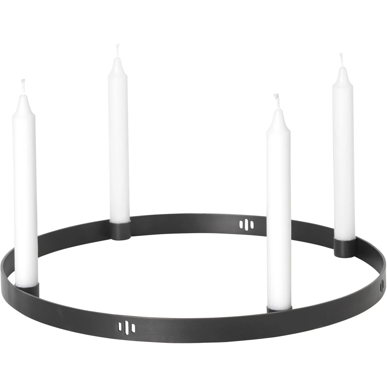 Ferm Living Circle Candle Holder Black Brass Large - Kalenderlys & Lysestager Messing Mat Sort - 5758