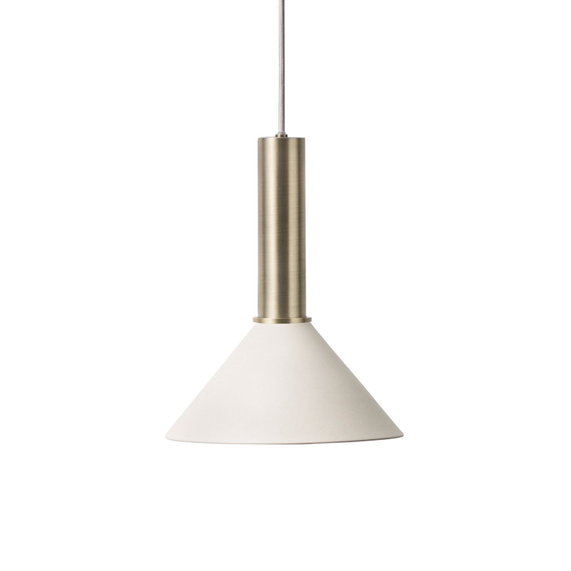 Cone Pendel Høj, Lysegrå/Messing