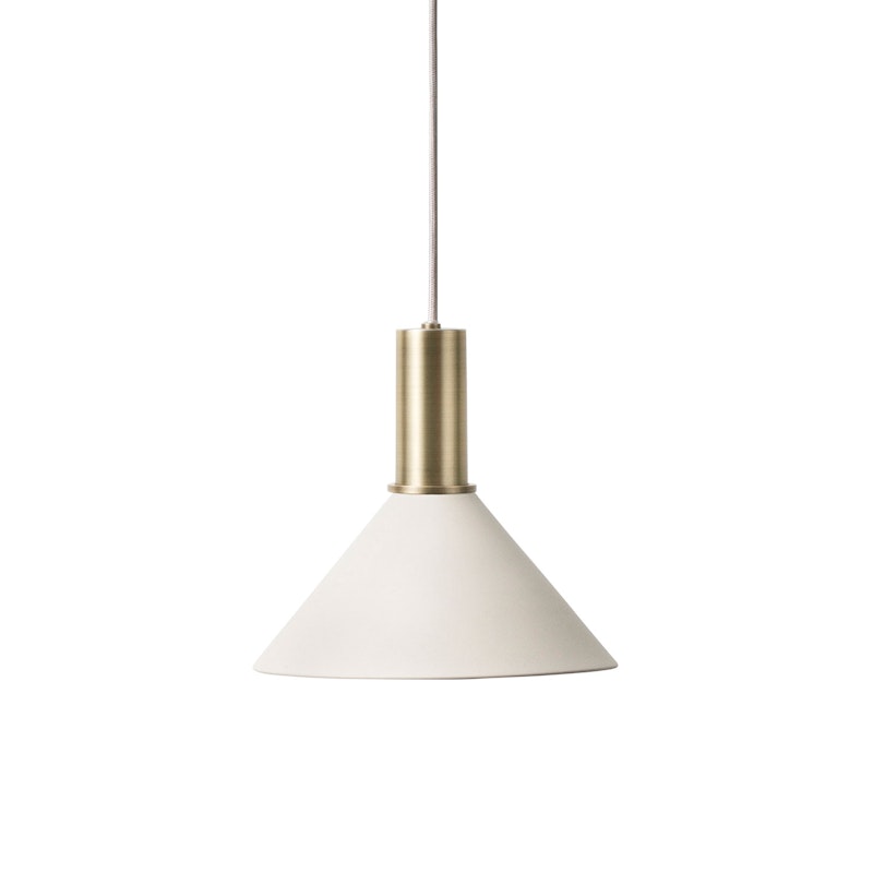 Cone Pendel Lav, Lysegrå/Messing