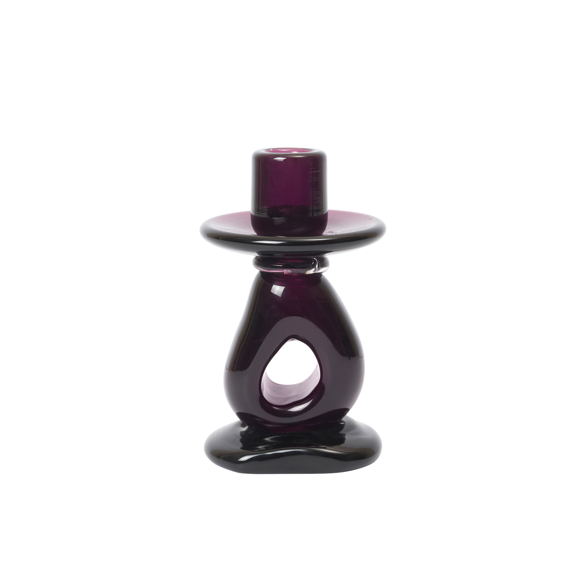Ferm Living Damo Lysestage - Lysestager Mundbl&aelig;st Glas Dark Grape - 1104274409