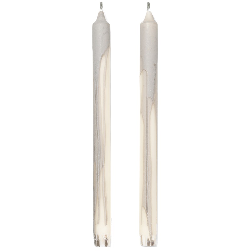 Dryp Stearinlys 30 cm 2-pak, Varm Grå