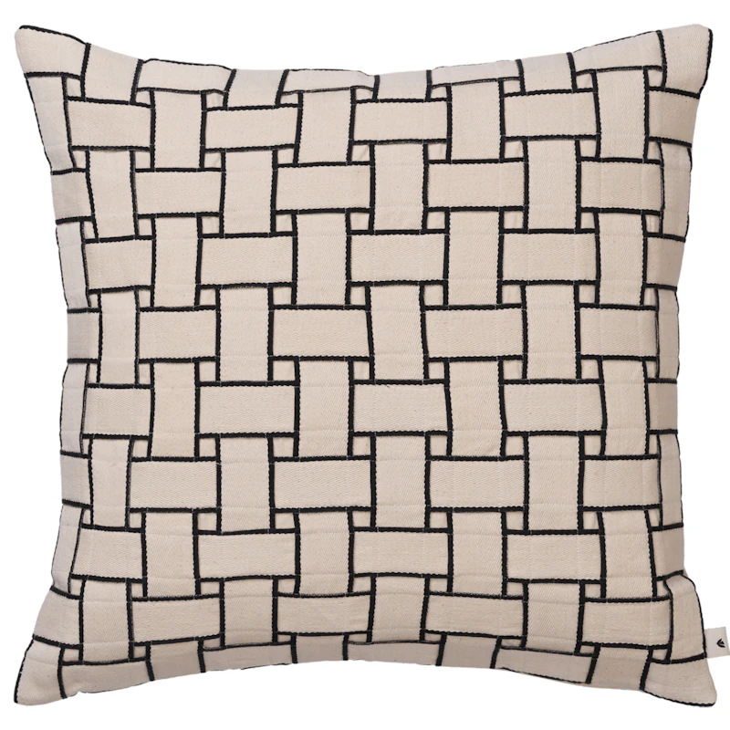 Lattice Pude 50x50 cm, Offwhite/Sort