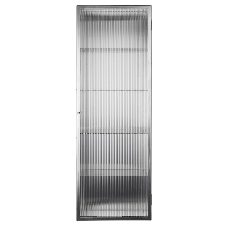 Haze Vægskab Ribbet Glas 35x100 cm, Rustfrit Stål