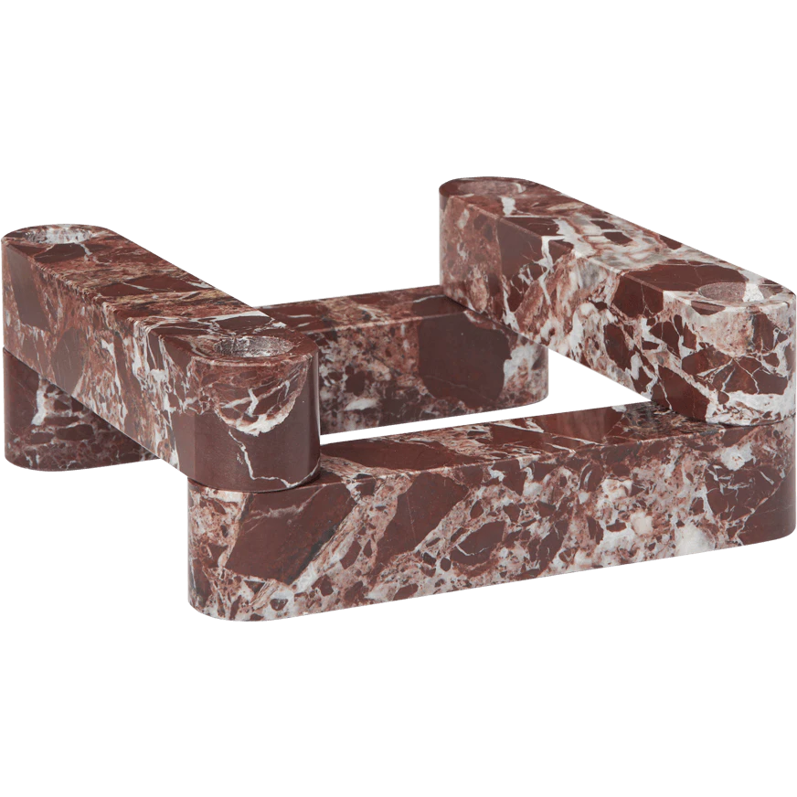 Ferm Living Newel Lysestage Modulopbygget Rosso - Lysestager Marmor Rosso Levanto - 1104272064