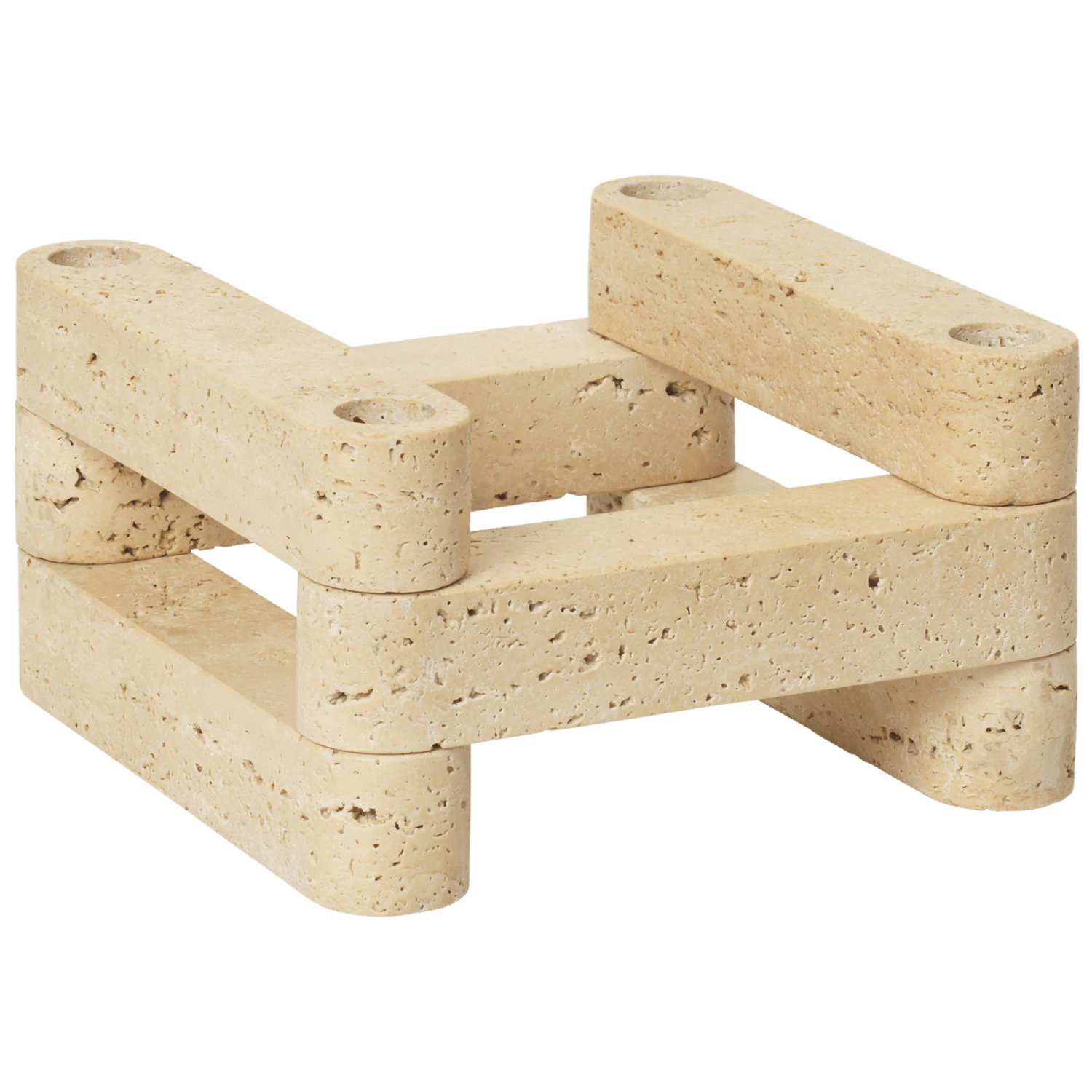 Ferm Living Newel Lysestage - Fyrfadsstager Travertin Travertine - 1104271040