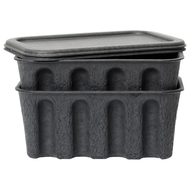 Paper Pulp Kasser 2-pak Lille, Trækulsfarvede