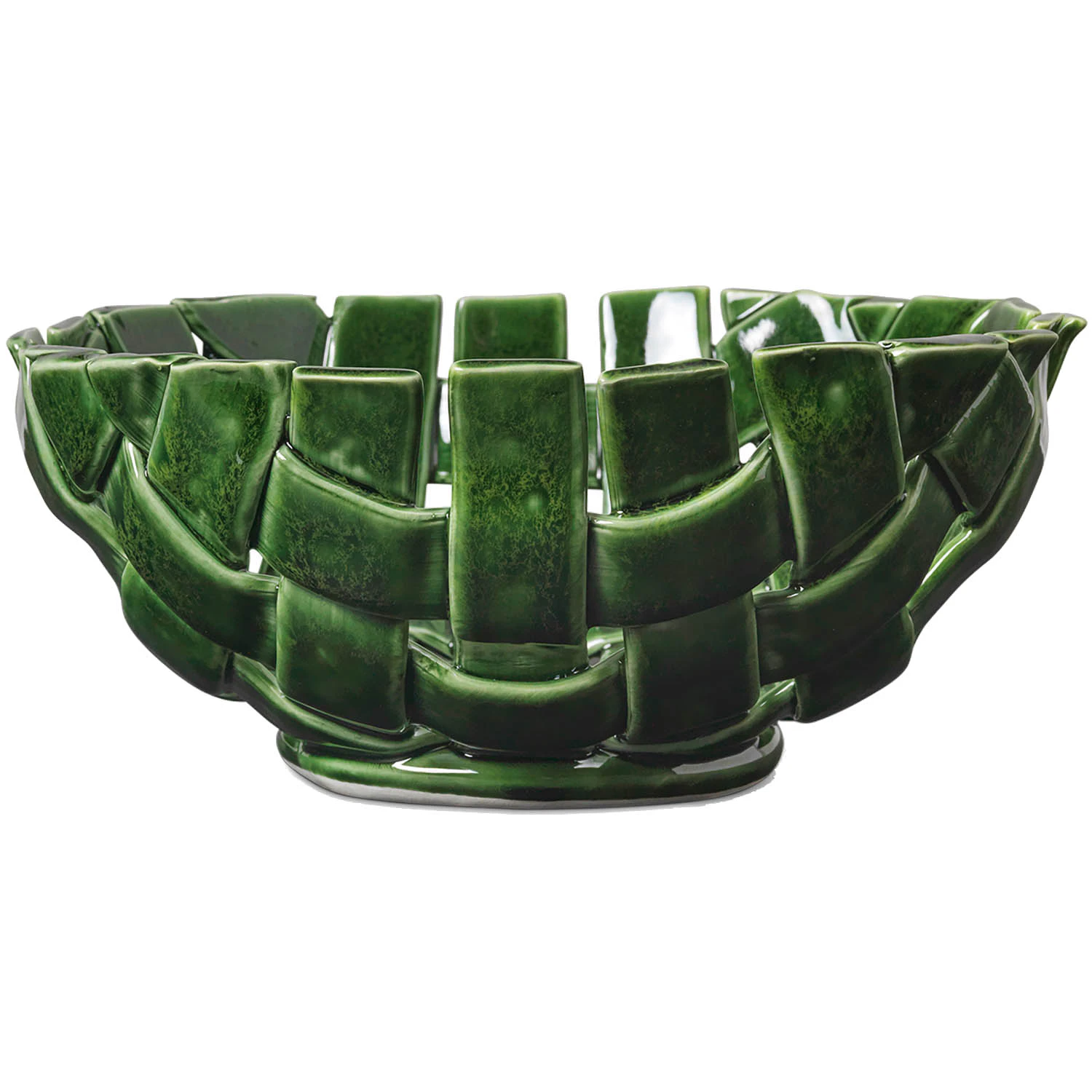 Ferm Living Plait Sk&aring;l &Oslash;24 Smaragdgr&oslash;n - Serveringssk&aring;le Keramik Emerald Green - 1104269918