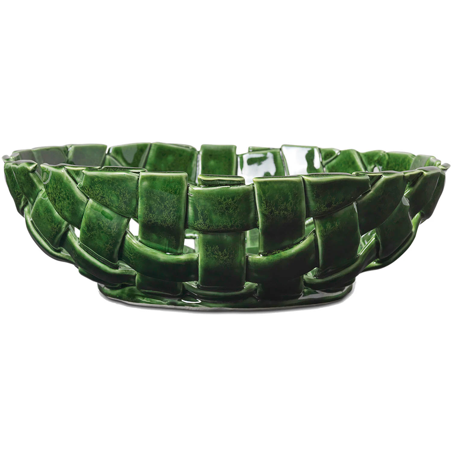 Ferm Living Plait Sk&aring;l &Oslash;30 Cm Smaragdgr&oslash;n - Serveringssk&aring;le Keramik Emerald Green - 1104269913