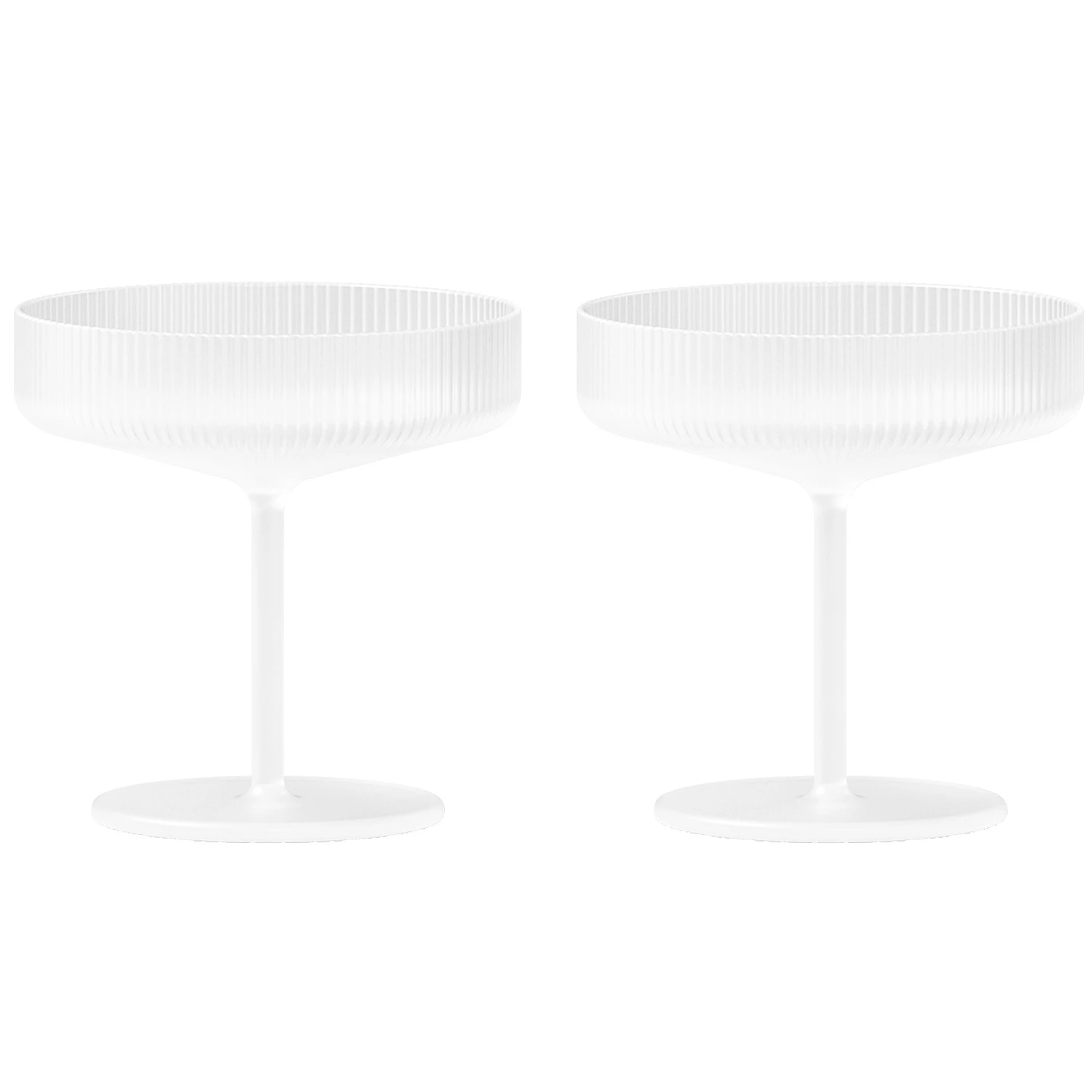 Ferm Living Ripple Champagnesk&aring;l 2-pak Frosted - Champagneglas Mundbl&aelig;st Glas Frostet - 1104269321