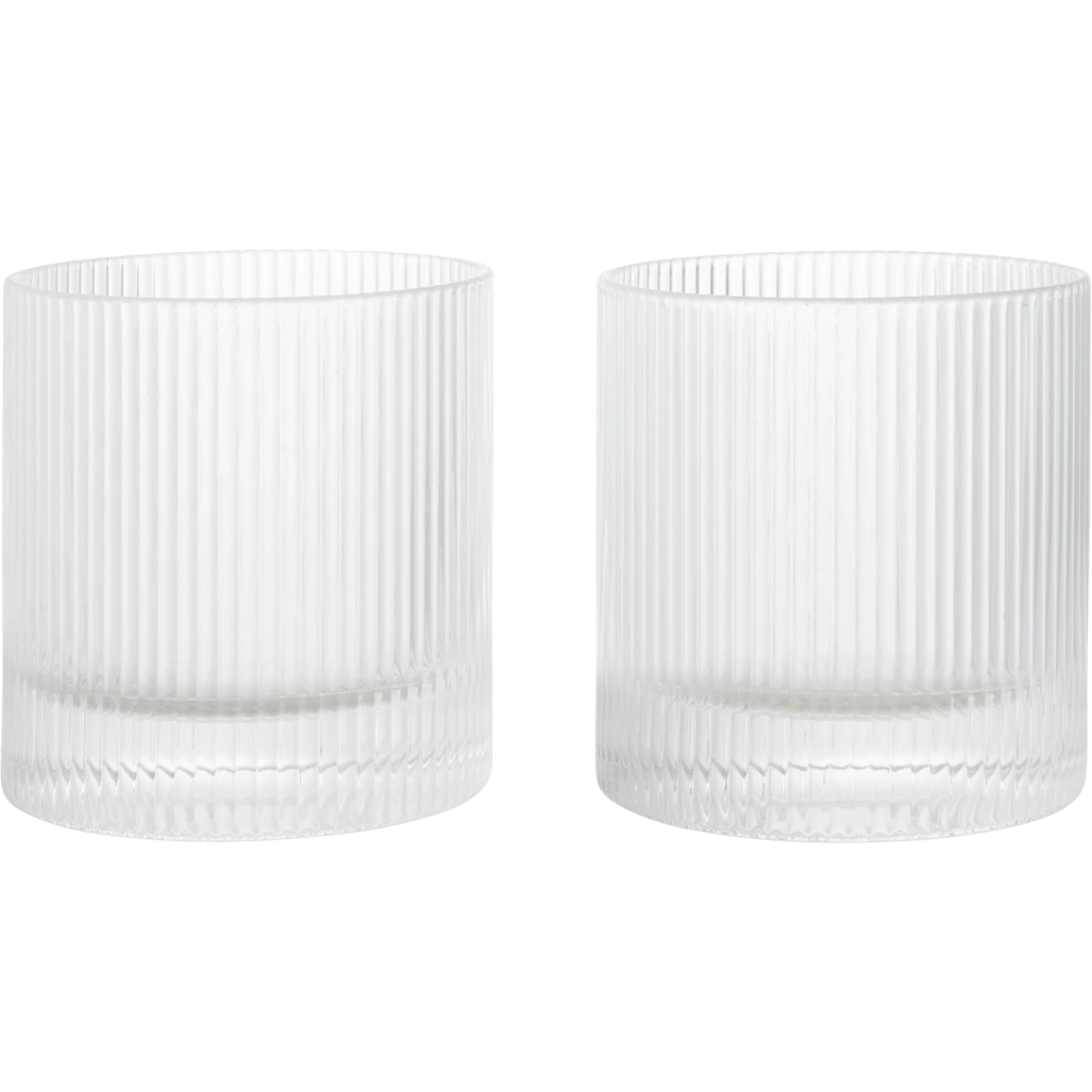 Ferm Living Ripple Drinksglas 2-pak t - Tumblers Mundbl&aelig;st Glas Klar - 1104270635